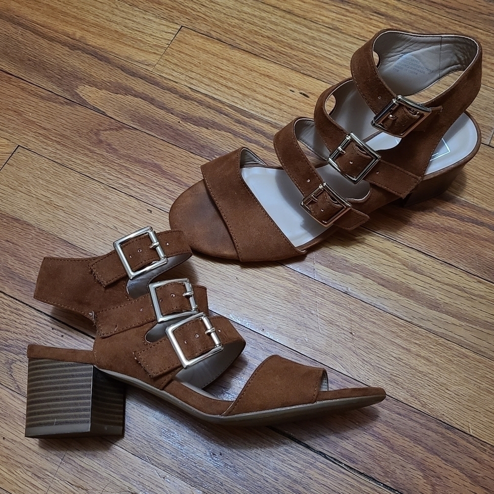 Kaari Blue Camel Color Alanna Strappy Sandals with Block Heel